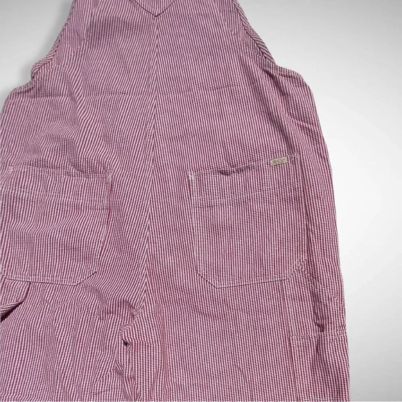 Brixton Christina Red White Checkerboard Denim Carpenter Overall Work Wear large - Picture 15 of 16